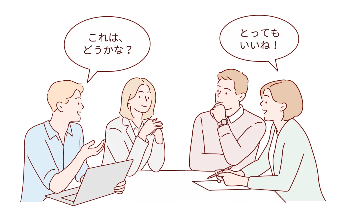 院長とスタッフがチーム一丸となってサイト運営を話し合う様子。学びを共有し、自走できる「Web資産」を共に育てるパートナーシップを象徴するイラスト