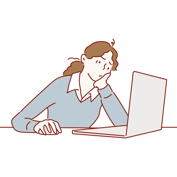 サイトの表示速度が遅くてイライラする女性のイラスト